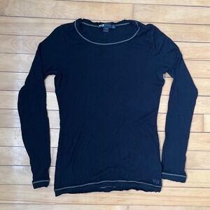 Y-3 Yohji Yamamoto Adidas Black Ribbed Long Sleeve Top Raw Edge Medium